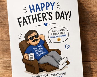 Barzelletta sul russare per la festa del papà / Buona festa del papà / Biglietto divertente per papà / Biglietto con barzelletta divertente per papà / Biglietto stampabile per la festa del papà / Biglietto Coach Potato