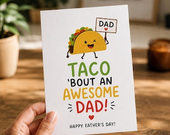 Tarjeta divertida para el Día del Padre (imprimible) / Regalo para el Día del Padre / Tarjeta para papá amante de los tacos / Tarjeta plegable de 5x7 y 4x6 pulgadas / Tarjeta de Feliz Día del Padre / Descarga instantánea