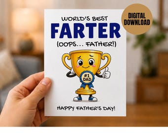 World's Best Farter Card Printable | Fathers Day Gift From Daughter | Father's Day Gift | 5x7 & 4x6 Foldable Card | Instant Download PDF
