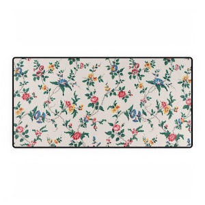 Floral Desk Mat, Black Desk Pad, Office Decor, Workspace Organizer, Gifts for Her