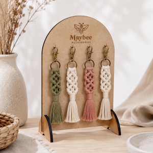 Custom Engraved Timber Keyring Display Stand | Market Stall Retail Holder