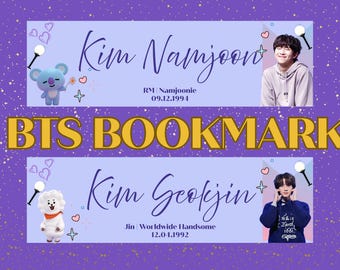 Marcador con el nombre del miembro de BTS / Imprimible digital K-Pop / Regalo para ARMY