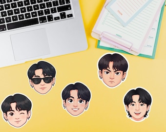 Set de pegatinas de emojis del estado de ánimo de Jungkook / Arte de fan de K-Pop (Descarga digital)