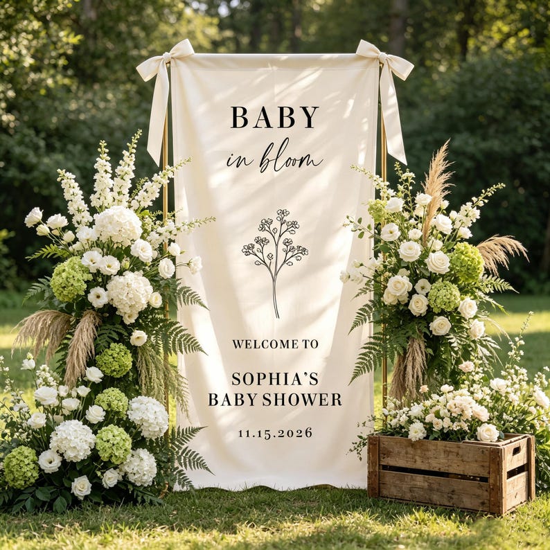 Baby in Bloom Baby Shower Welcome Sign,custom Baby Shower Sign