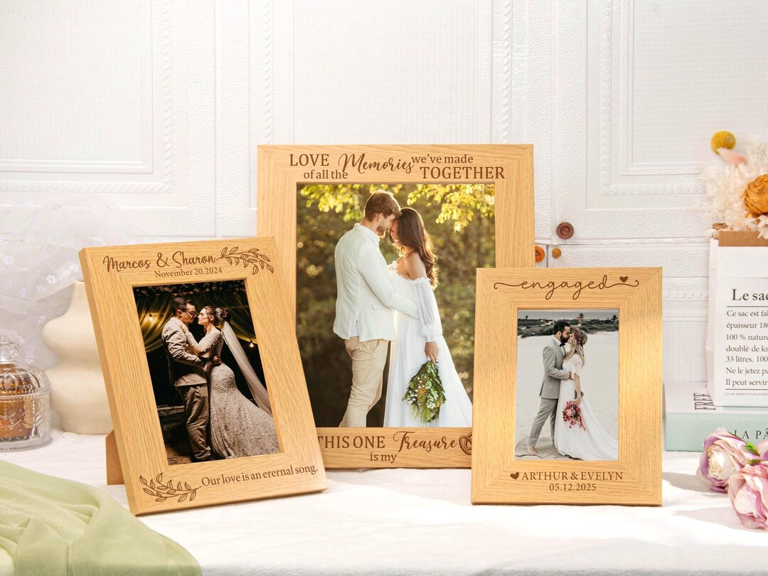 Custom Wood Photo Frame,wedding Gift Photo Frame Engraved,personalised ...