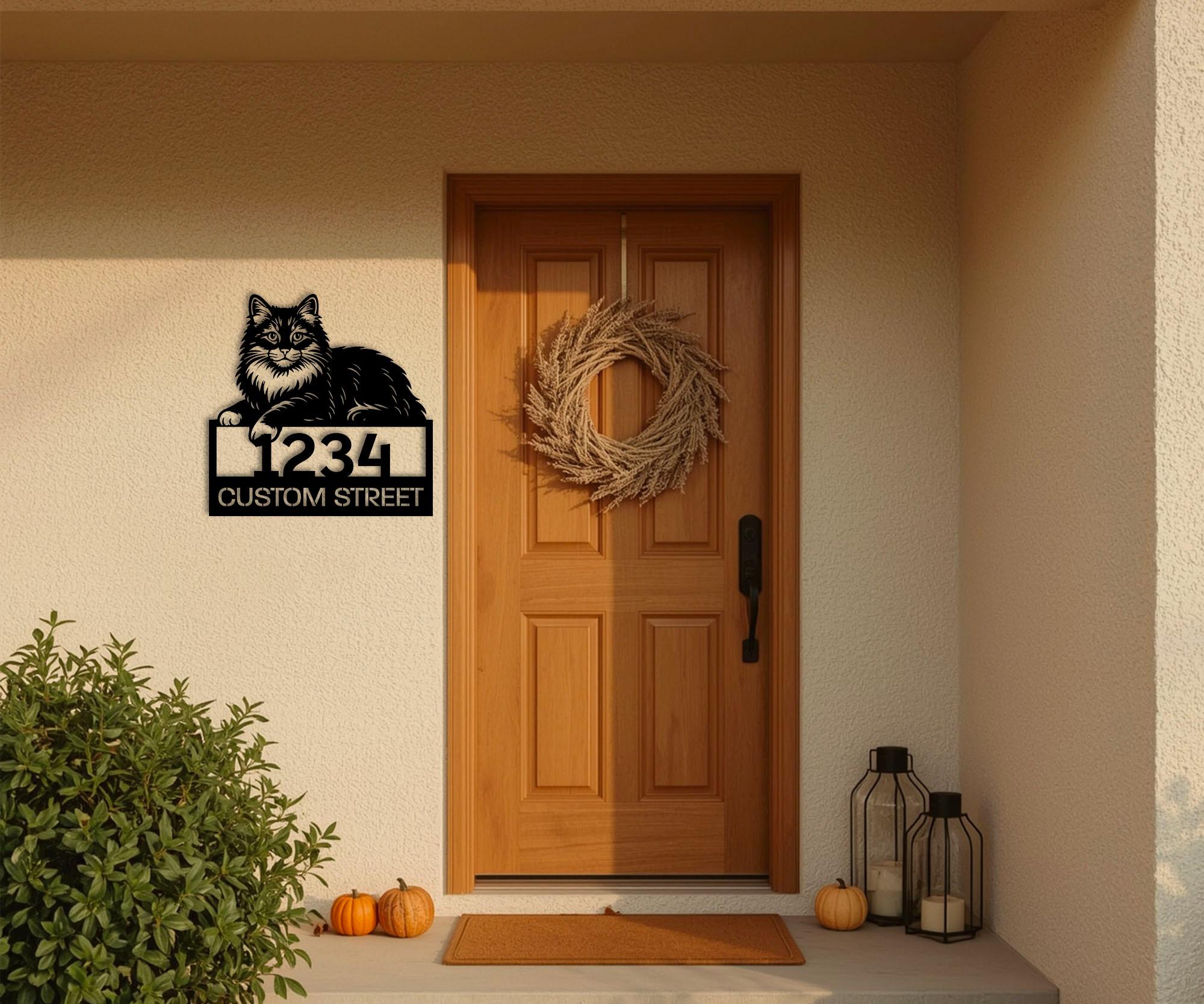 Personalized Cat House Number, Butterfly Home Number Metal Wall Sign - View #6