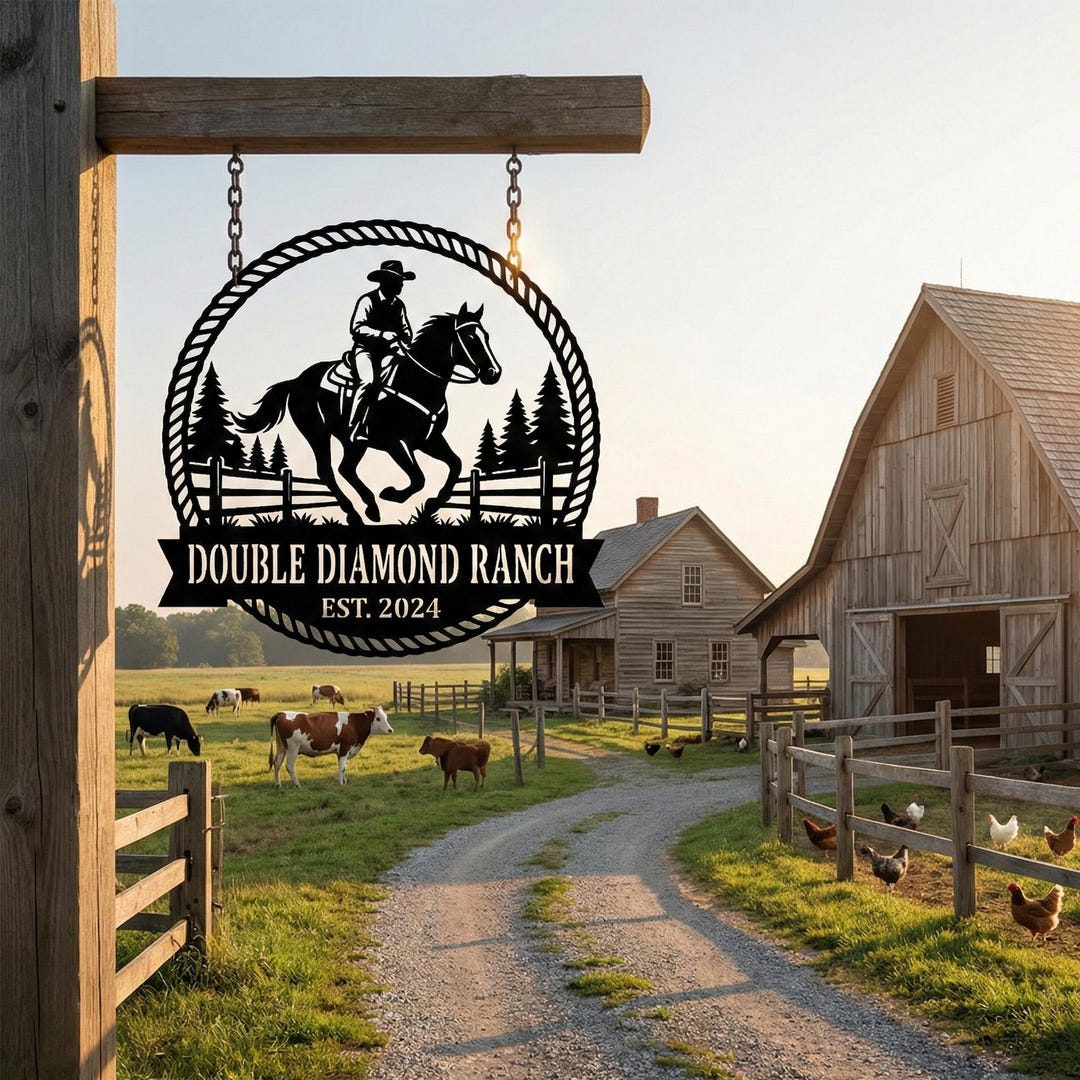 Modern Ranch Signs Custom Metal Ranch Sign, Personalized Family Ranch Name Sign, Western ...