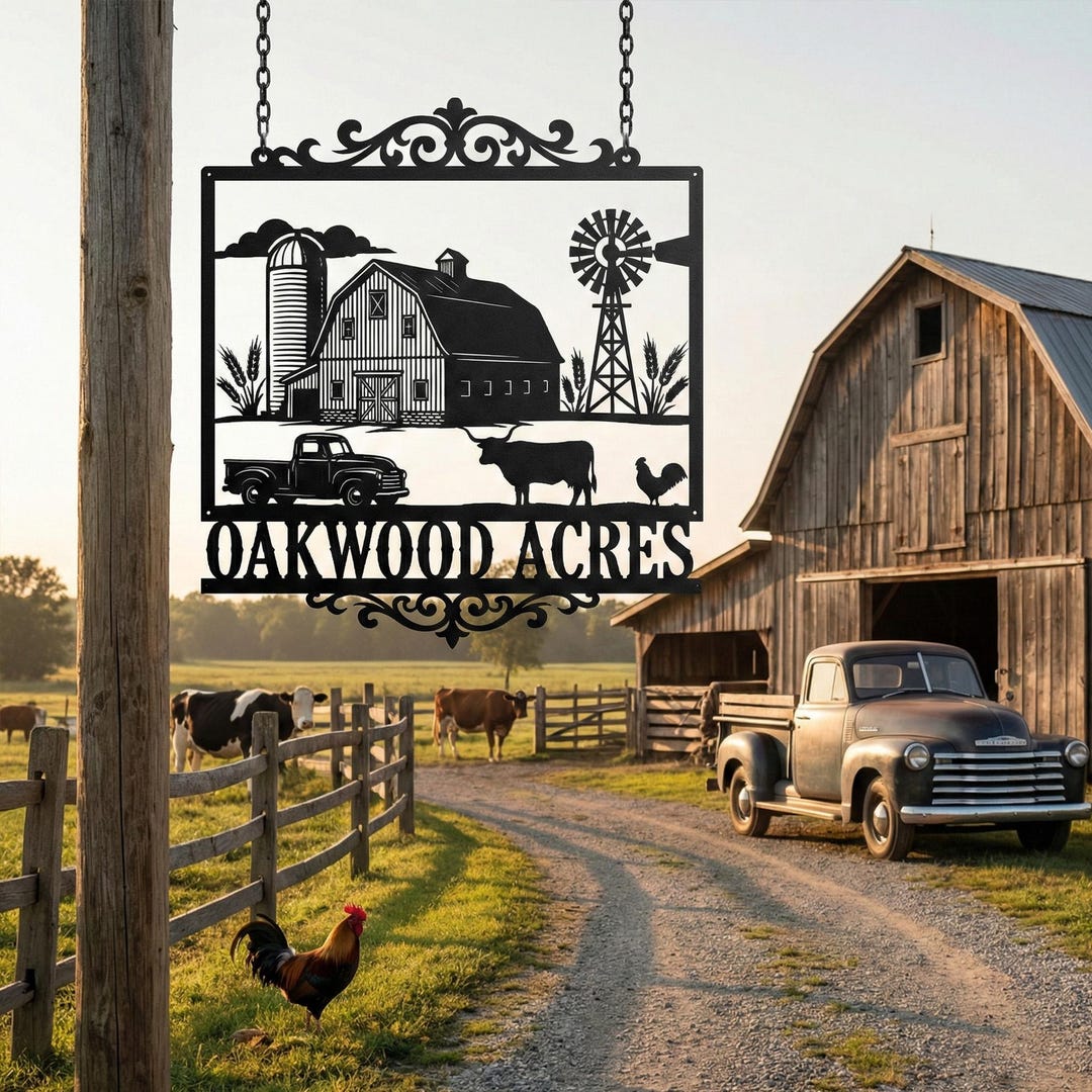 Custom Metal Farm Sign, Personalized Ranch Name Sign, Farmhouse ...
