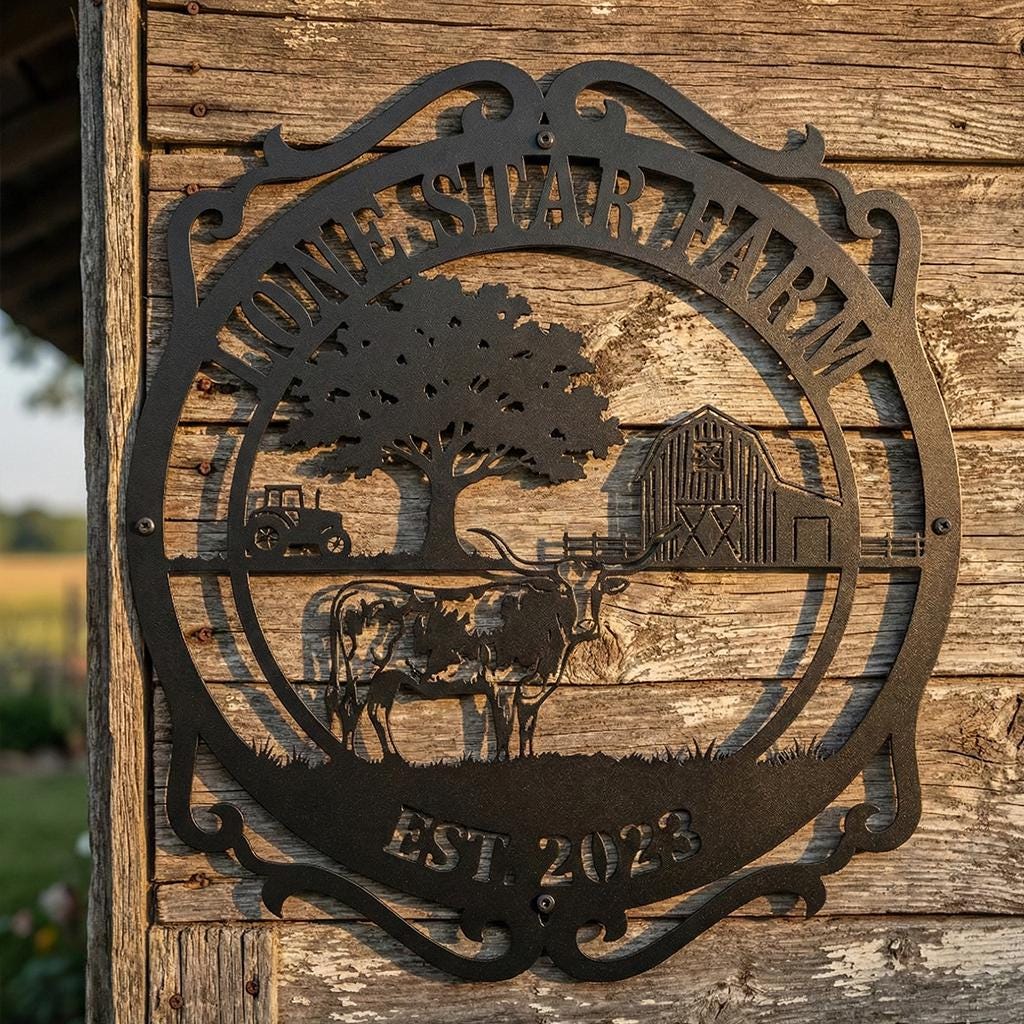 Custom Metal Farm Sign, Personalized Ranch Name Sign, Rustic Farmhouse ...