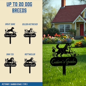 Custom Dog Silhouette Garden Sign, Personalized Metal Yard Stake with Pet Name, Outdoor Garden Decor Gift for Pet Lovers