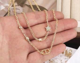 Christian Dior Vintage Logo CD Necklace 1990's. Charm Necklace