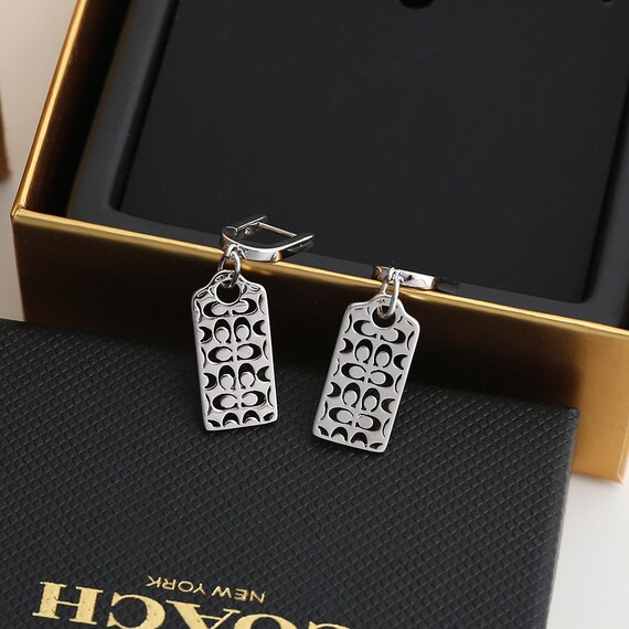 Coach In Box Rectangular Openwork letter earrings… - image 6