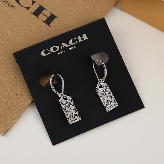 Coach In Box Rectangular dangle earrings gold pla… - image 3