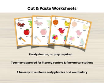 Cut Paste Alphabet Worksheets Preschool Letter Recognition Activities  Fine Motor Skills & Phonics Printable A–Z