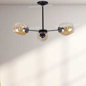 シャンデリア天井照明 モダンインダストリアルペンダント照明器具 3灯シャンデリア グローブガラスシェード付き ダイニングルーム キッチン リビング用