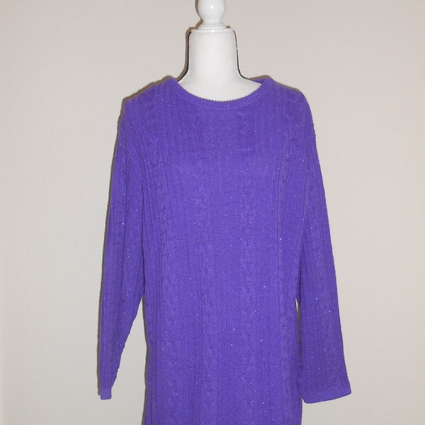 Vintage Diane von Furstenberg The Color Authority Tunic Sweater Size M/L Purple Lurex DVF