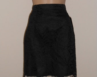 Vintage David Benjamin Collection Skirt 6 Black Lace Straight Short New Old Stock