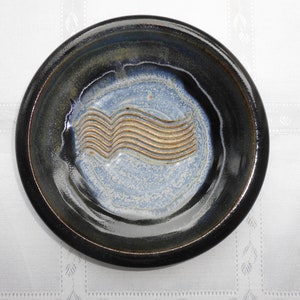 Vintage Colby Pottery Decorative Plate Trinket Dish Gray Blue Glazed