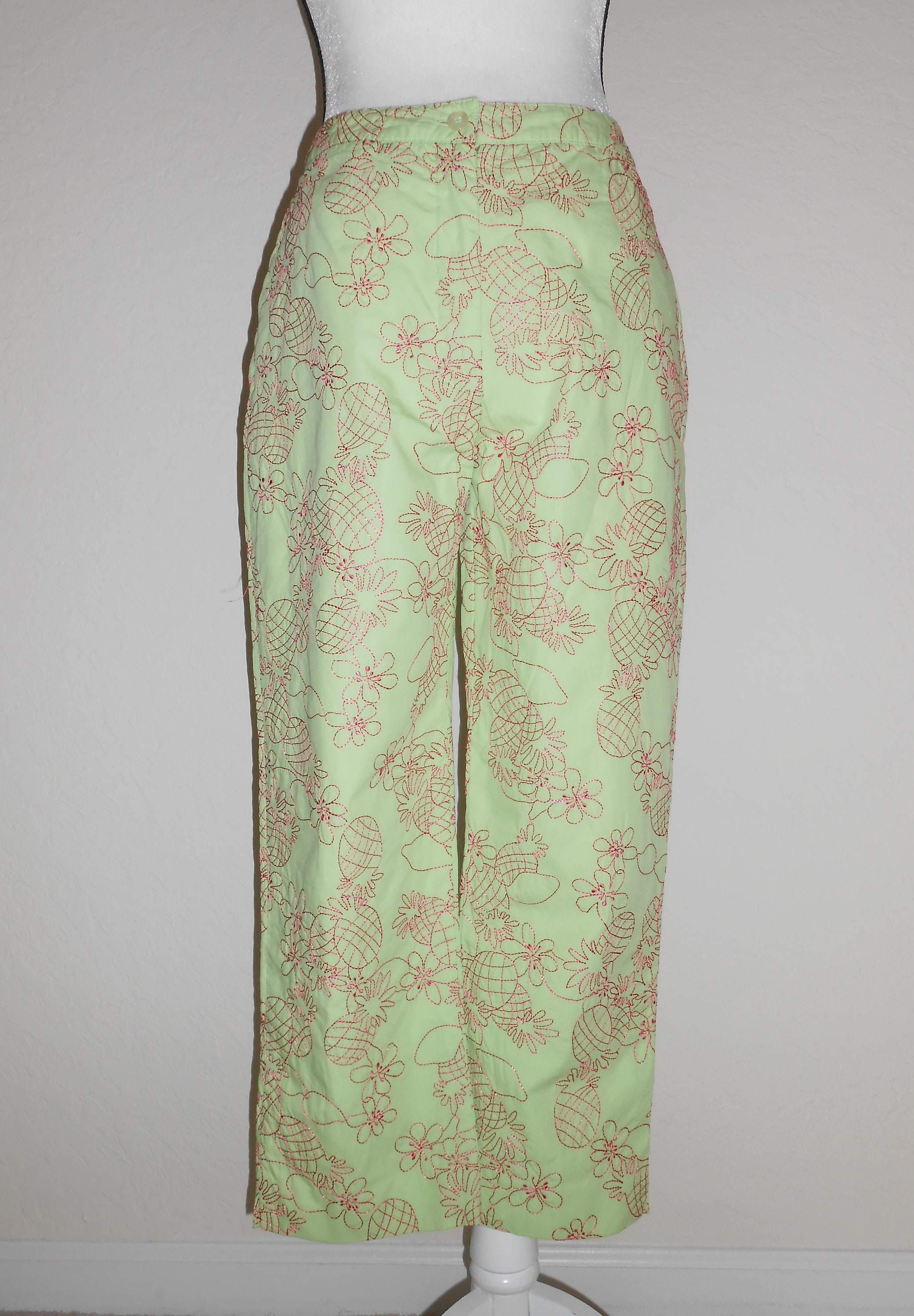 Vtg Lilly Pulitzer Capri Pants Size 6 Cropped Pant Blue Green With