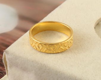 18 kt gouden vermeil geometrische ring, sterlingzilveren trouwring
