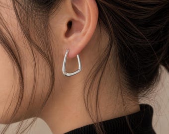 Sterling Silver Twisted Huggie Hoop Earrings, Dainty Cubic Zirconia Dangle Jewelry, Dainty Hoop Earrings, Bridesmaid Gifts for Mom