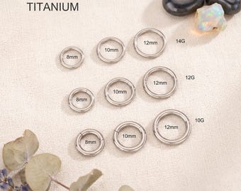 Thick Titanium Septum Ring 4G 6G 8G 10G 12G 14G Hinged Segment Clicker, Nose Ring Cartilage Hoop Hoop Ear Gauge Stretch Piercing Jewelry