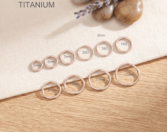 Implant Grade Titanium Hinged Hoop Earring 16G 18G 20G, Tiny Nose Piercing Ring, Septum Seamless Clicker Hoop, Cartilage Jewelry 5-13mm
