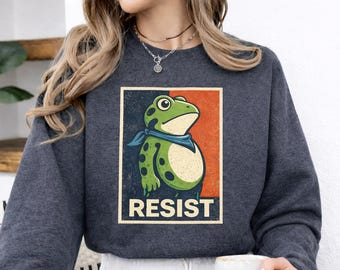 Portland Frog Resist Protest Sweatshirt, Portland Frog Shirt, Protest Tee, Anti Establishment Gift, Deportation Resistance
