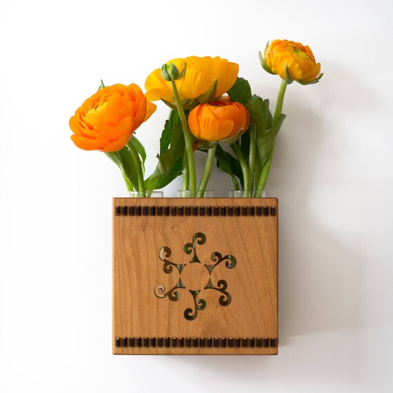 Test Vase Bud Glass And Wood Sun Wall Mounted Hanging Flower Stars Trees