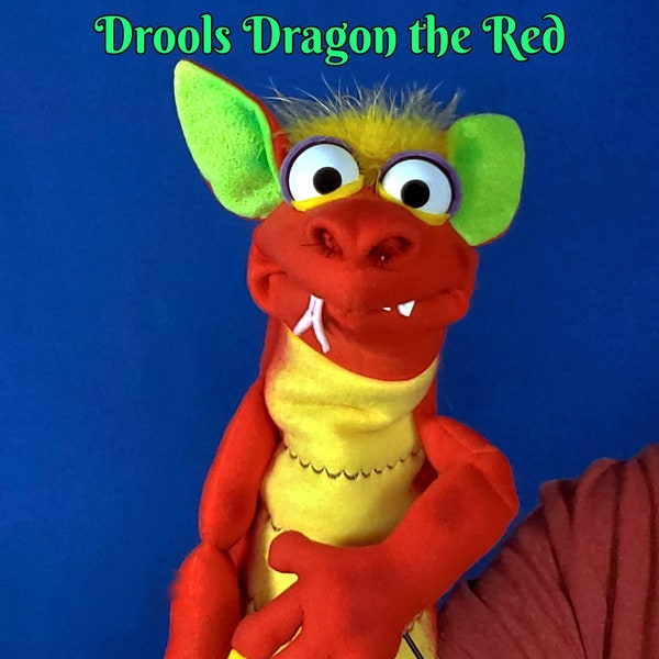 Drools Dragon the Red Hand Puppet or Ventriloquist Pupppet