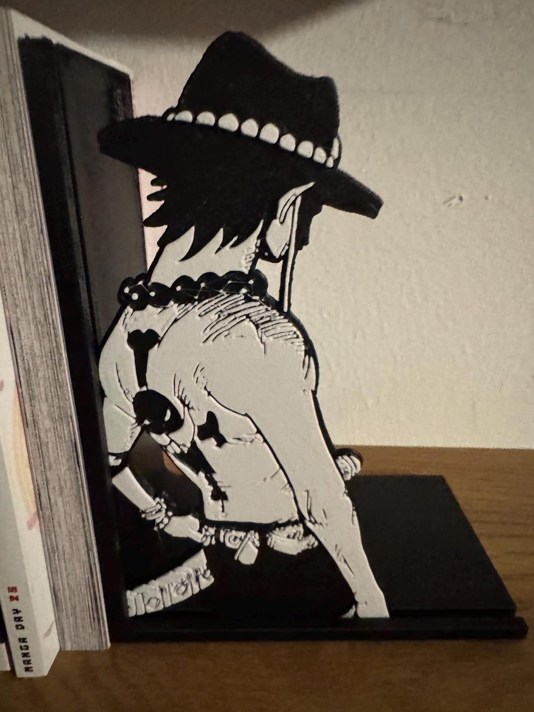 Anime Bookend Ace Silhouette One Piece Fan Decor 3D Printed