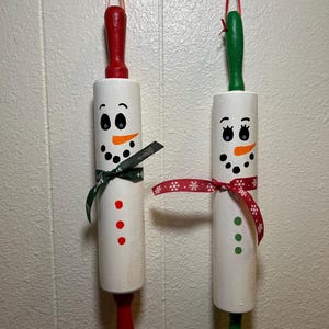 Snowman Rolling Pin Couple Wall Decor - Set of 2