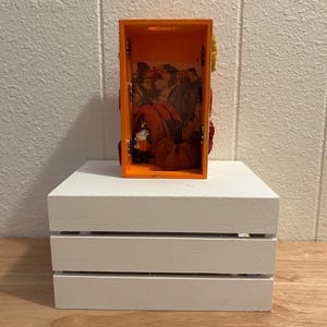 Autumn Shadow Box Diorama - Fall Harvest Display with Dimensional Leaves