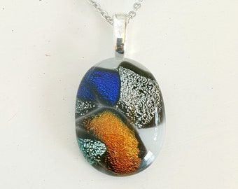multi coloured Mosaic style dichroic glass pendant