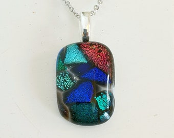 multi coloured Mosaic style dichroic glass pendant