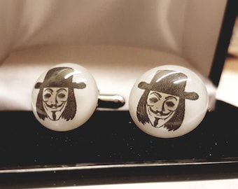 Anonymous "V for Vendetta"  glass image cufflinks