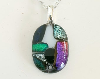 multi coloured Mosaic style dichroic glass pendant