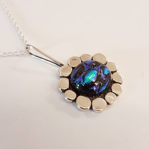 Dichroic glass and sterling silver pendant. image 3