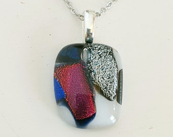 multi coloured Mosaic style dichroic glass pendant