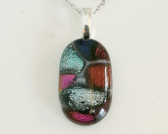 multi coloured Mosaic style dichroic glass pendant