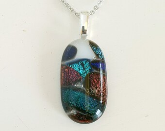 multi coloured Mosaic style dichroic glass pendant