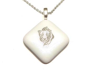 Tiger image glass pendant