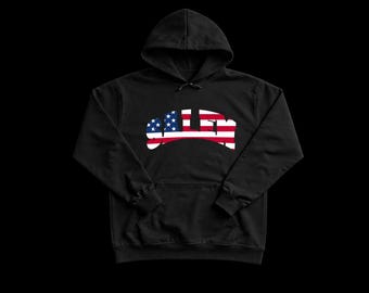 Salem Hexenhaus Hoodie Amerikanische Flagge Grafik Unisex S-5XL mit Rückendruck