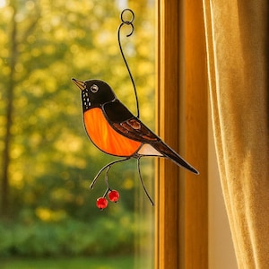 Handmade Stained Glass Bird Suncatcher: Colorful Window or Wall Decor