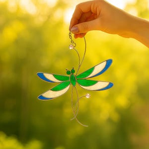 Handmade Stained Glass Dragonfly,Glass Dragonfly Suncatcher, Glass Window Hanging, Glass Art, Home Decor,Housewarming Gift,Bird Wall Decor