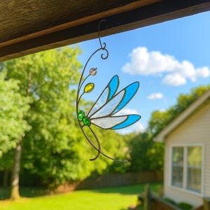 Handmade Stained Glass Dragonfly,Glass Dragonfly Suncatcher, Glass Window Hanging, Glass Art, Home Decor,Housewarming Gift,Bird Wall Decor