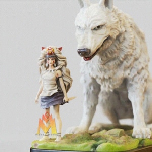 Princess Mononoke San ans Moro Diorama, High Quality 12K ABS Resin Figure, Painted or Unpainted Anime Figurine, Gift for Otakus