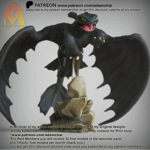 Fliegender Ohnezahn aus „Drachenzähmen leicht gemacht“, 3D-gedruckte Figur aus 12K-ABS-Harz, bemalte oder unbemalte Ohnezahn-Statue