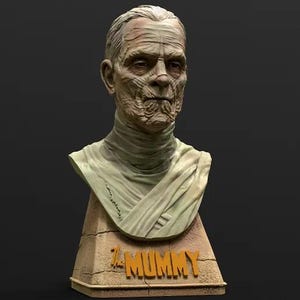 The Mummy Bust Figure High Quality 12K Resin Printed Sculpture, Painted or Unpainted Horror Figurine, Collectible Classic Movie Statue