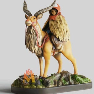 Princess Mononoke Ashitaka and Yakul Diorama, 3D Figure High Quality 12K Resin Printed, Painted or Unpainted Anime Figurine
